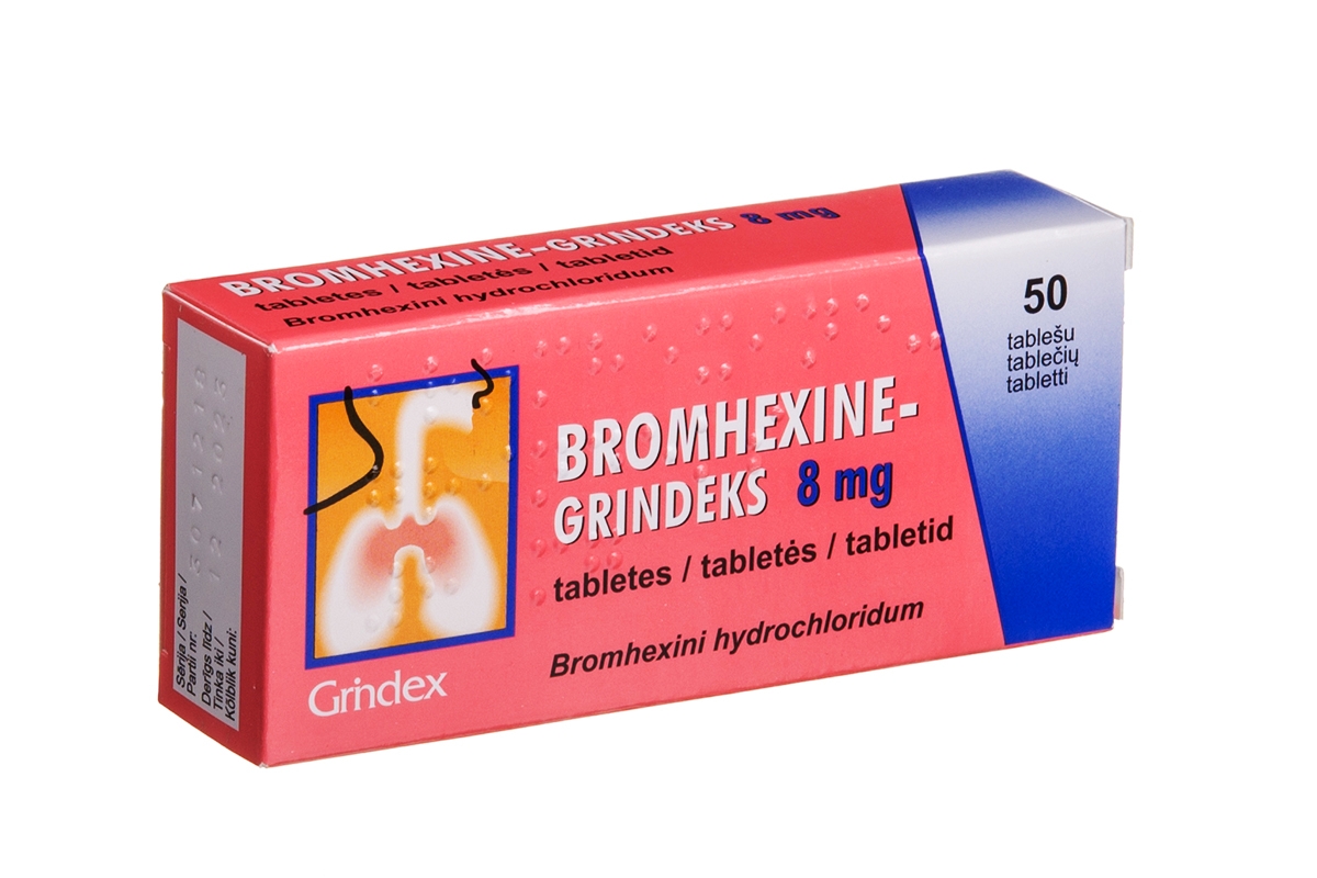 Bromhexine +Grindex Acute and Chronic Bronchitis, Cold, Flu 8mg 50 tablets