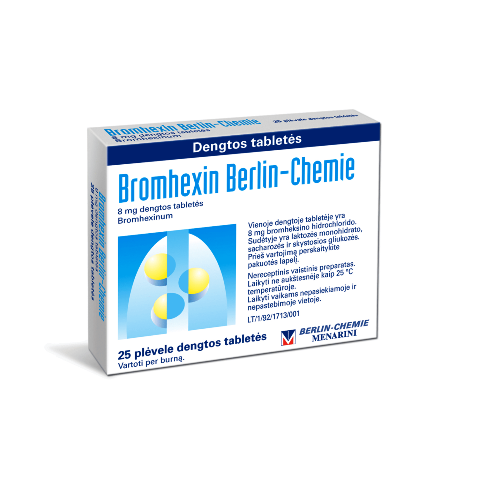 Bromhexine 8mg/tablet, 50 tablets. Acute and Chronic Bronchitis, Cold
